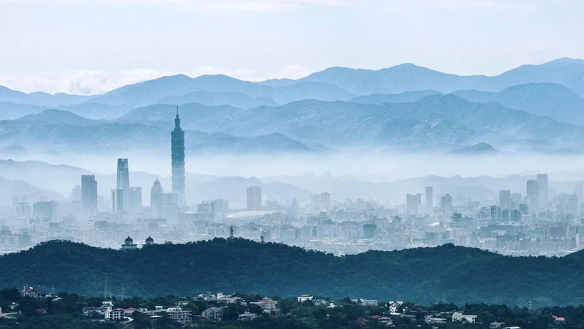buildings, skyscrapers, tower, nature, modern, fog, cityscape, outlook, structure, sky, famous, city, city centre, travel, asia, panorama, taiwan, taipei, lands