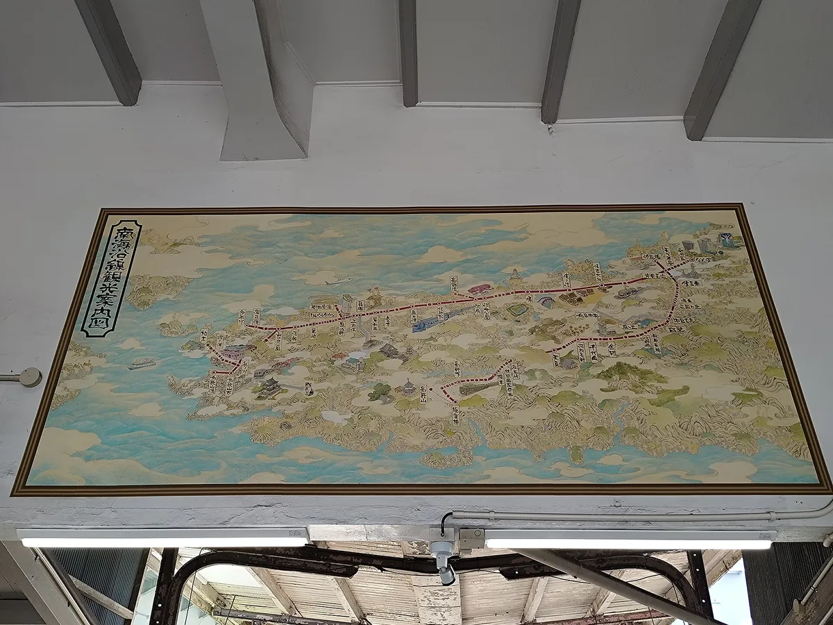 南海高野線汐見橋駅の改札上の観光案内図、202605、汐見橋駅|CC-Zero|自己発行作品|日本の旅行地図|座標付きファイル