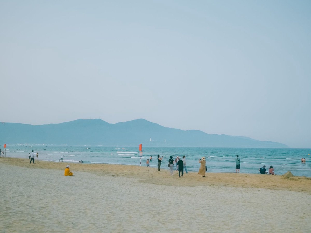 Aerial view of luxury resorts along My Khe Beach in Da Nang